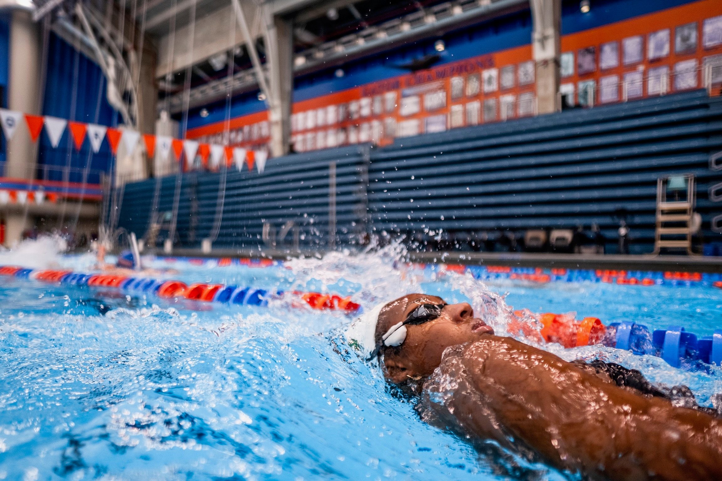 Natalie Hinds on deck with the Phlex Swim platform